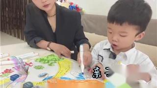 亲子绘画《中国加油》